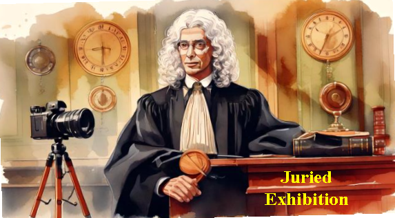 Image of a Judge and Camera saying Juried Exhibition